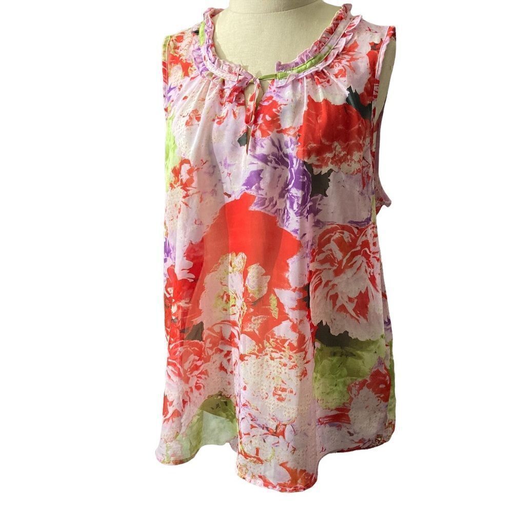 Wildflower Sheer Flowered Tank Top / SZ: XL